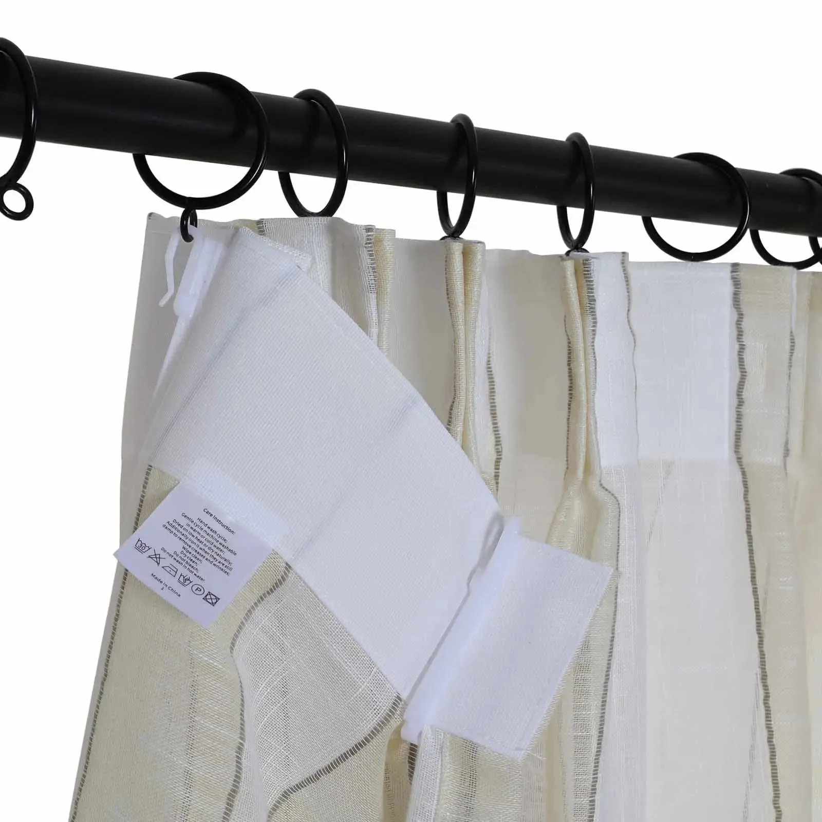 Brooklyn Woven Striped Sheer Curtain Pleated