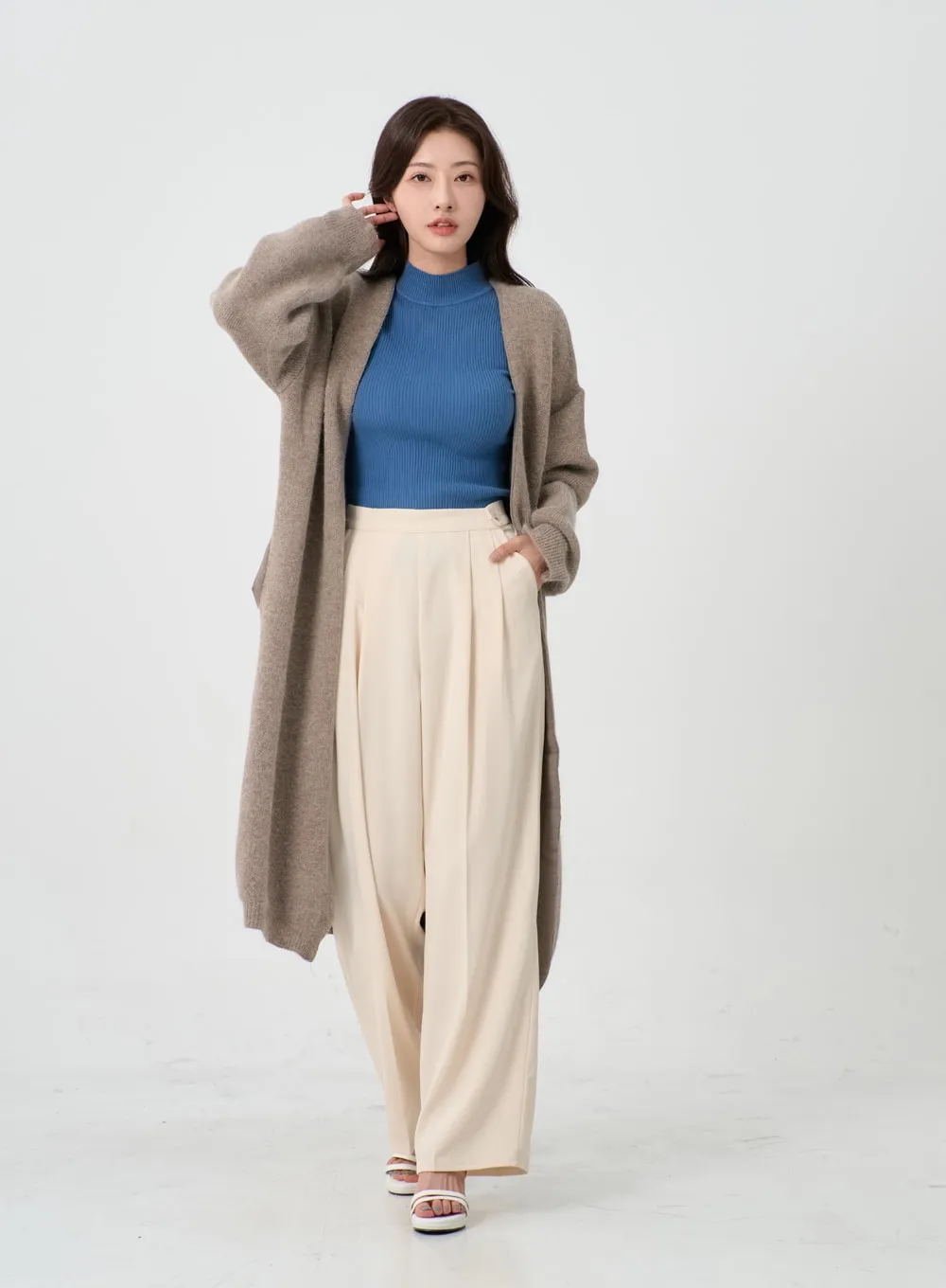 Button Wide Tailored Pants IO12