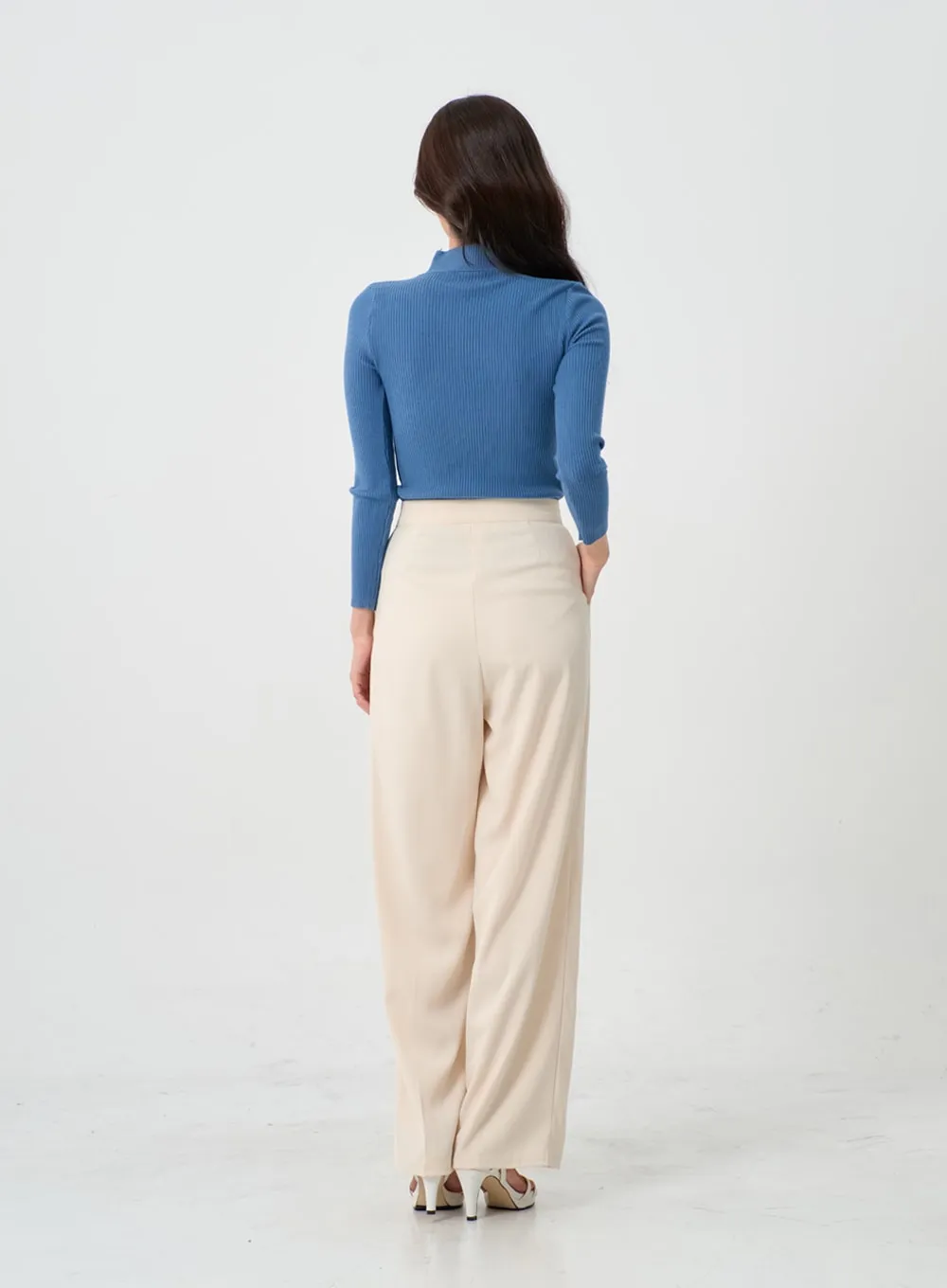 Button Wide Tailored Pants IO12