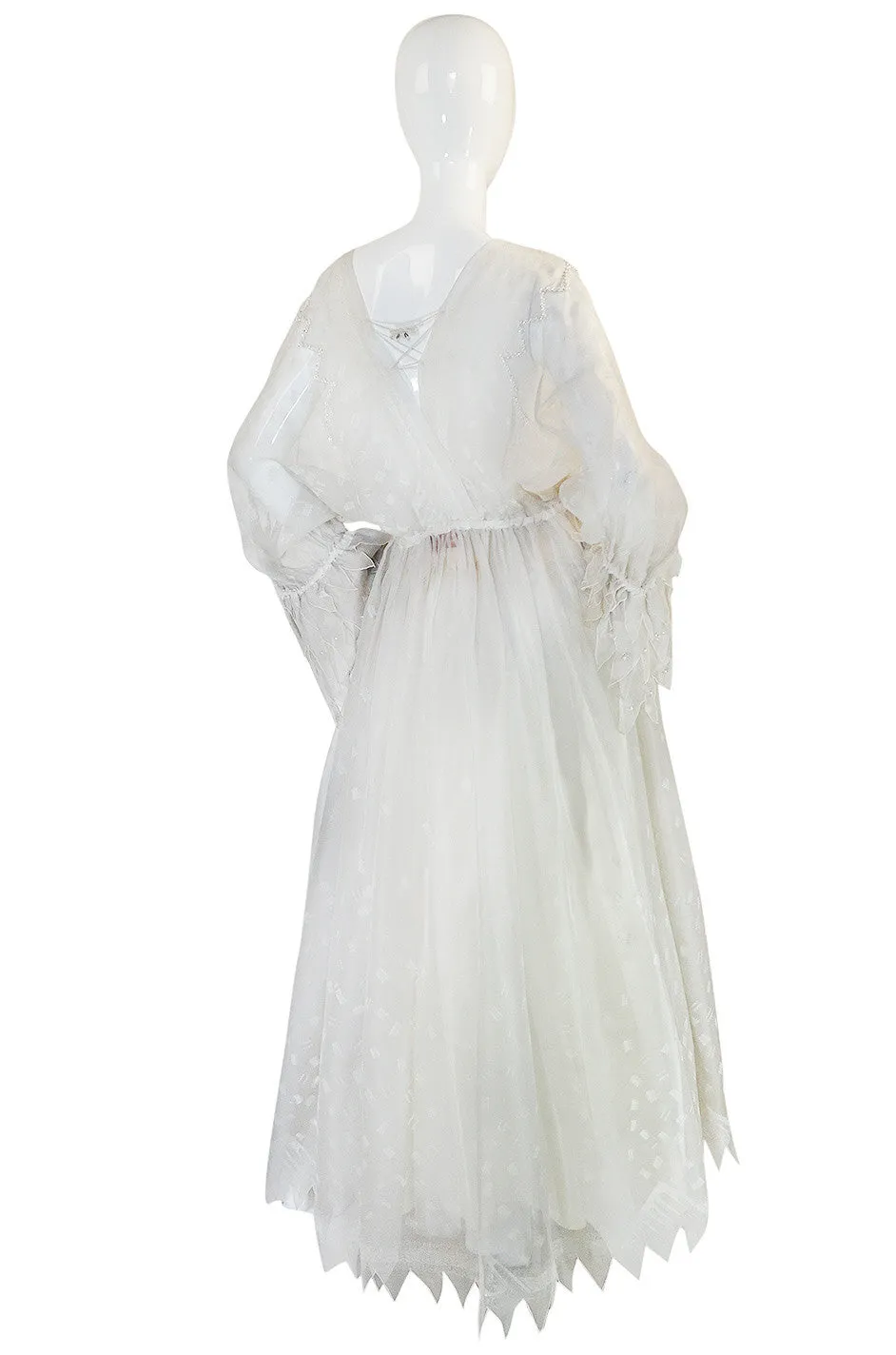 c.1972-73 Zandra Rhodes 'Shell Collection' Embellished Ivory Silk Dress