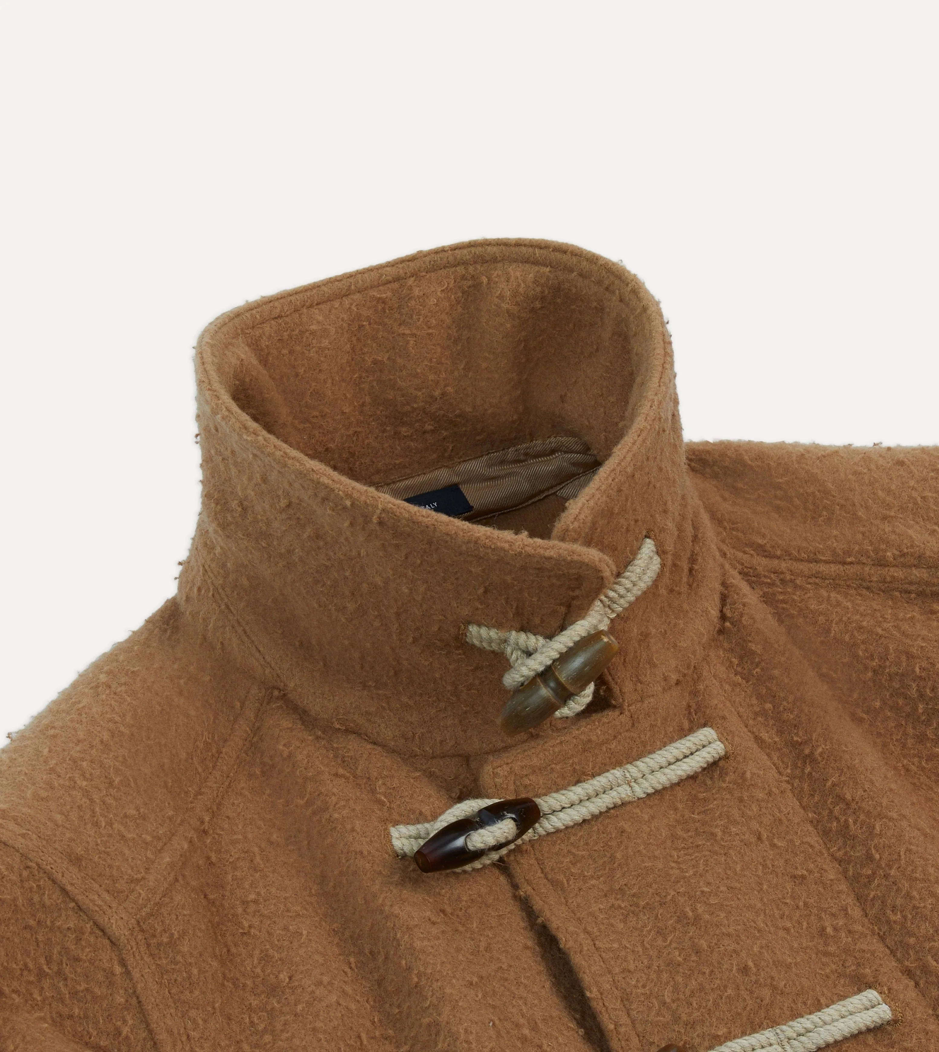 Camel Casentino Wool Short Duffle Coat