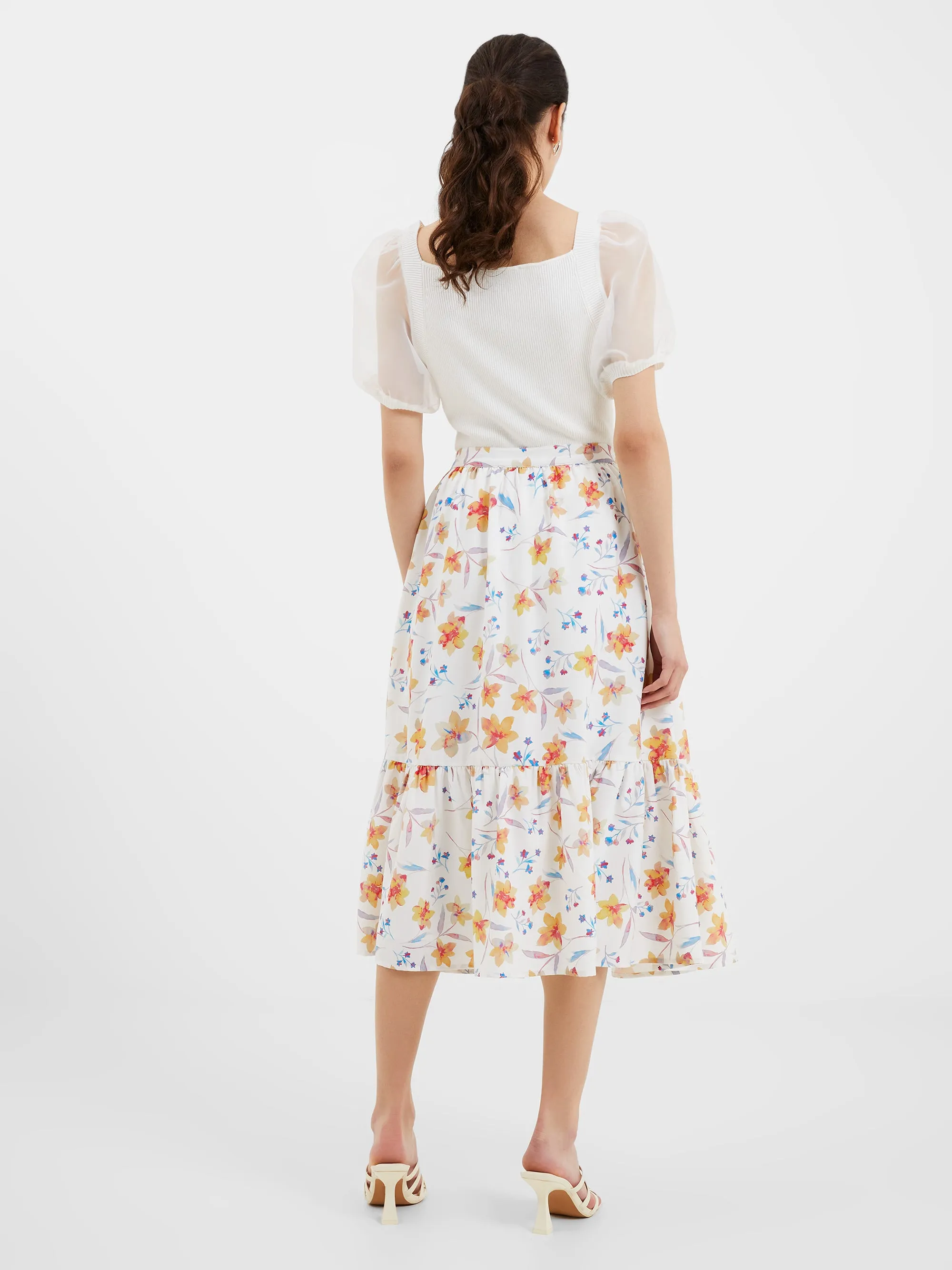 Camille Drape Tiered Midi Skirt