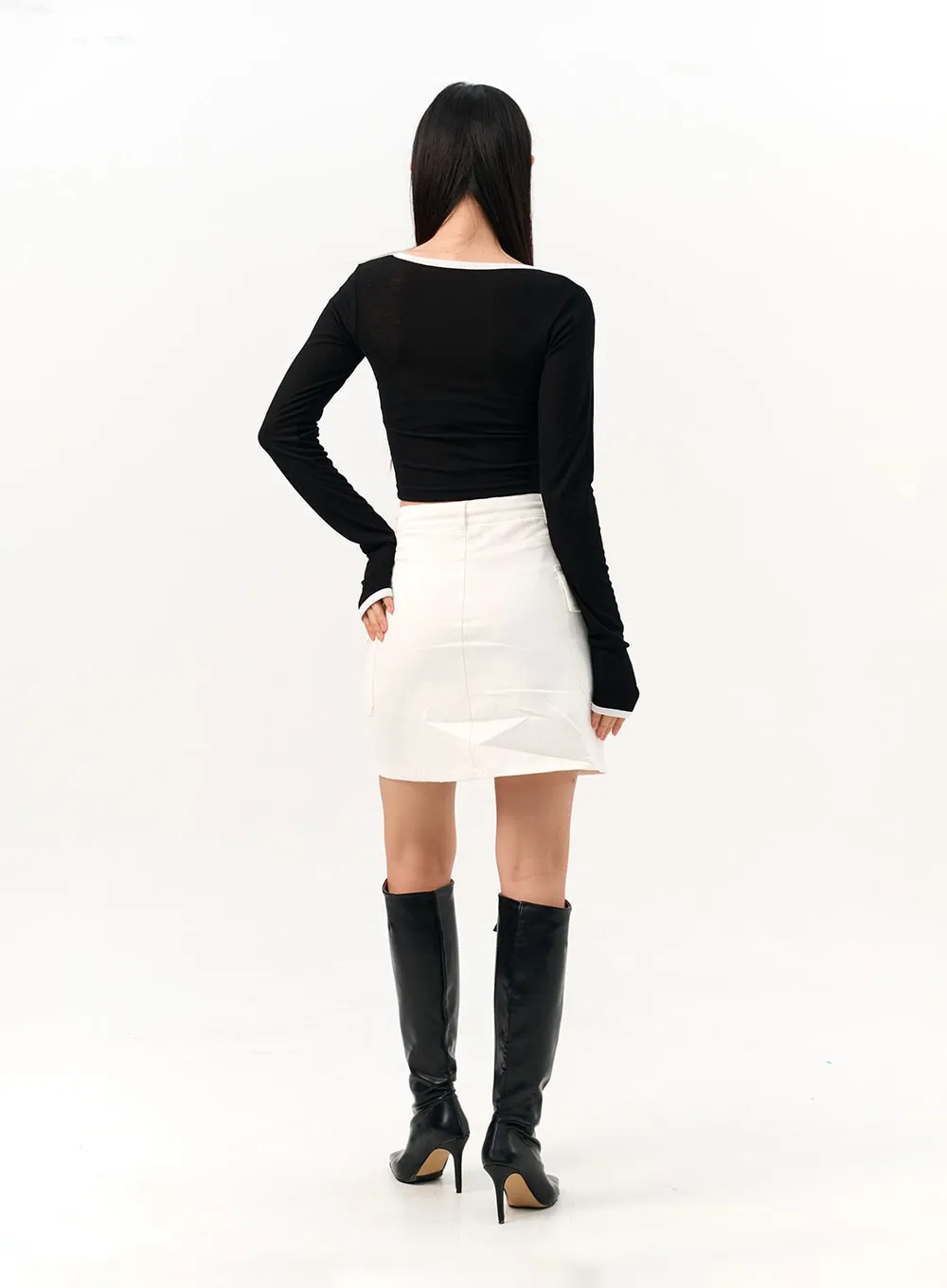 Cargo Mini Skirt with Waist Tie IO317