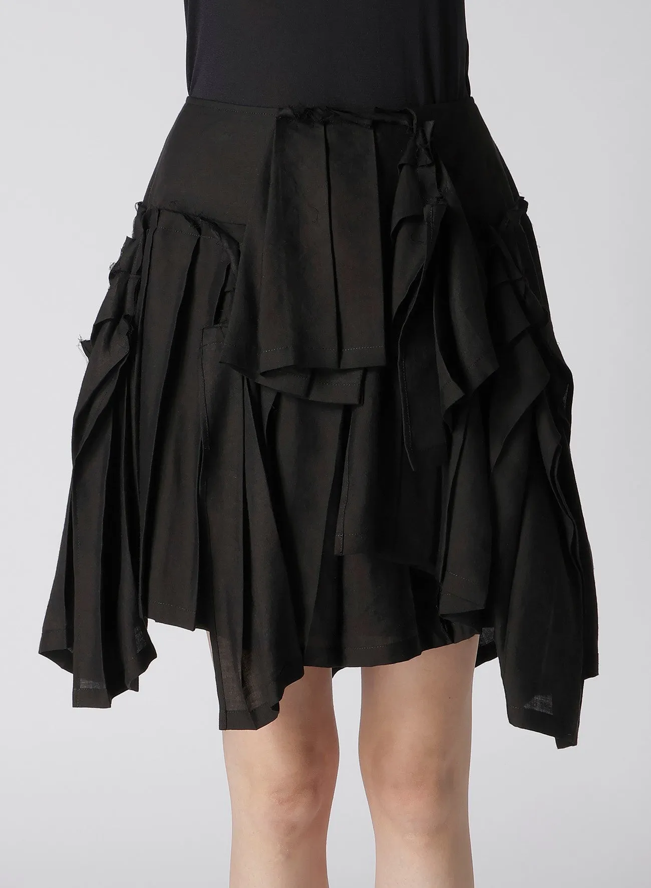 CELLULOSE/Ra TWILL PLEATED SHORT SKIRT