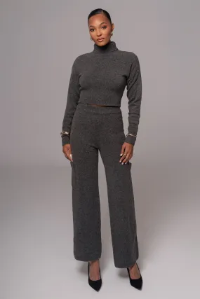 Charcoal Chelsey Knit Pant Set