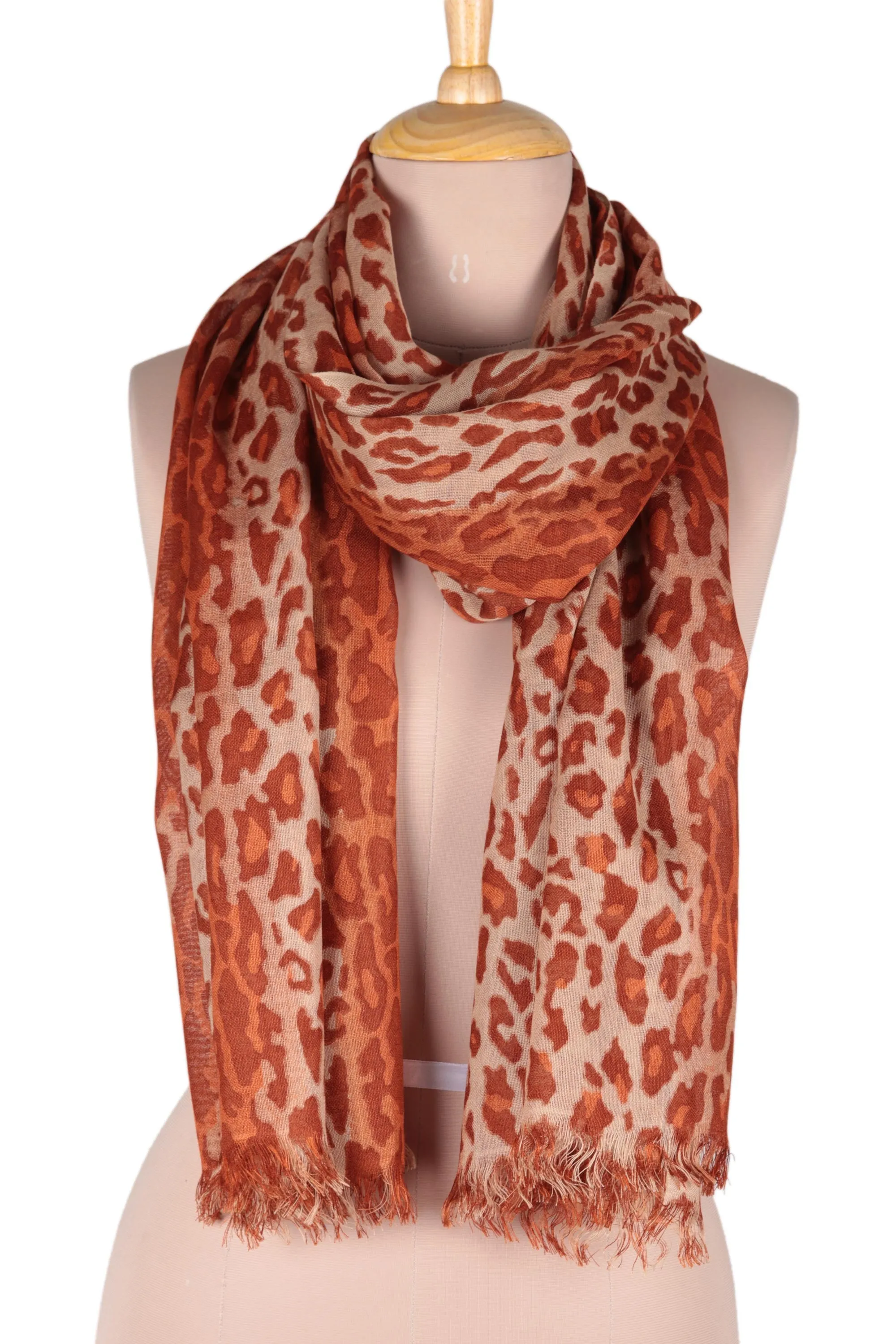 Cheetah Print Wool Shawl from India - Cheetah Elegance | NOVICA