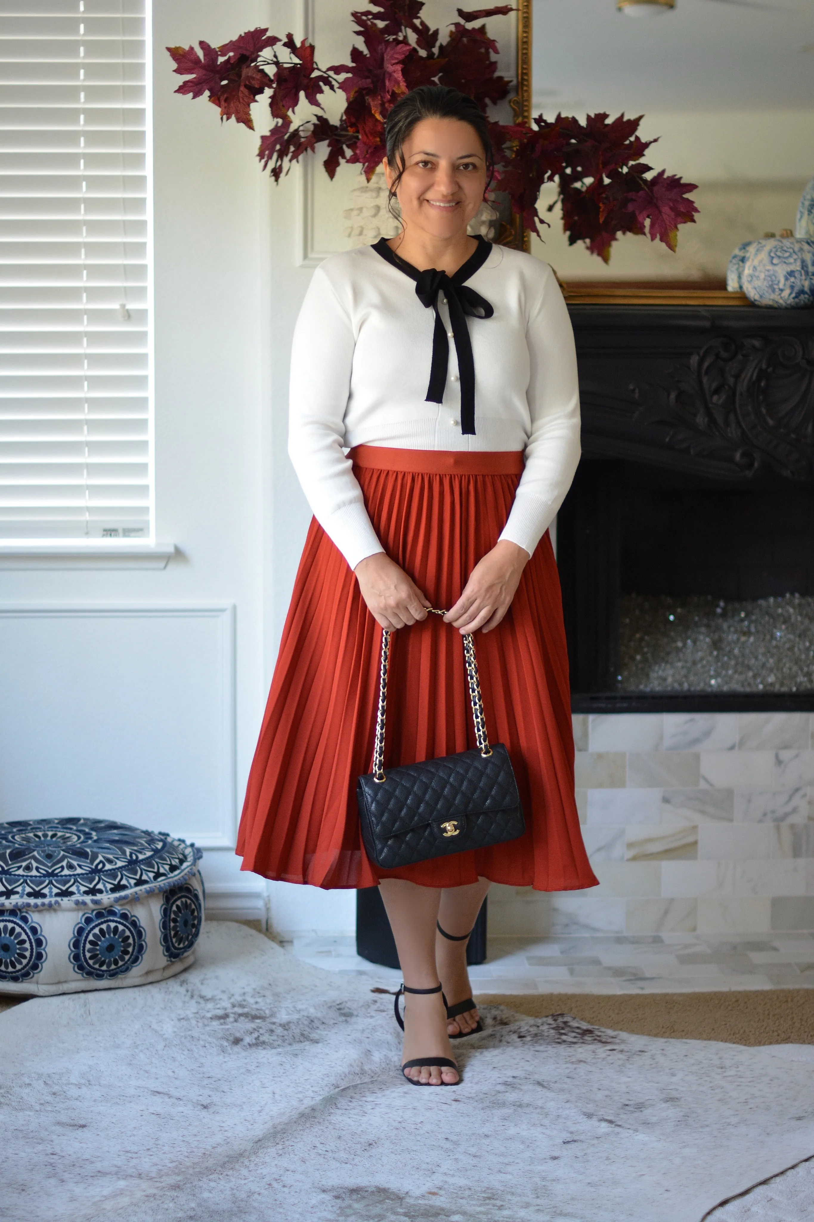 Cheri Rust Pleated Skirt