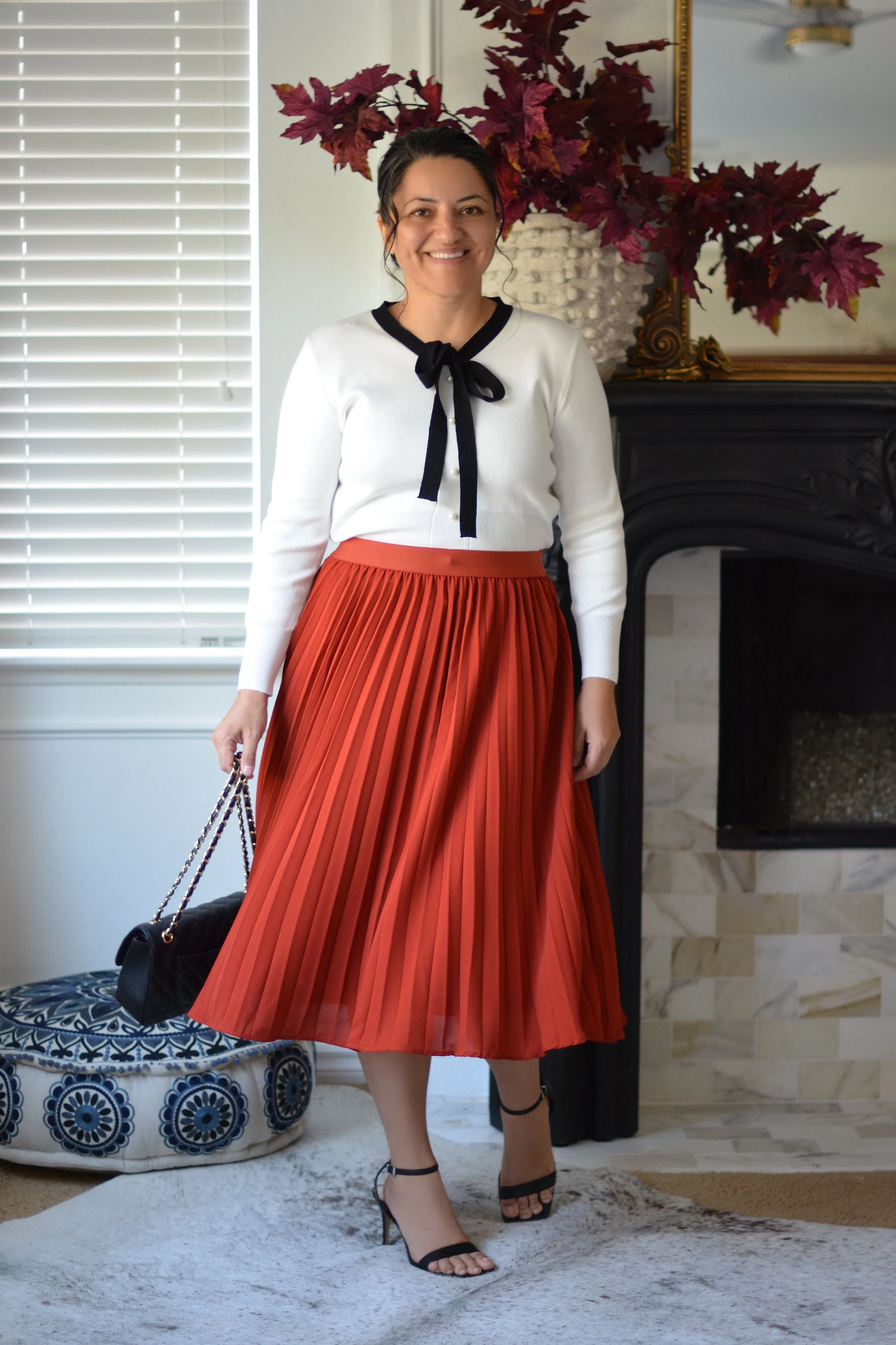 Cheri Rust Pleated Skirt