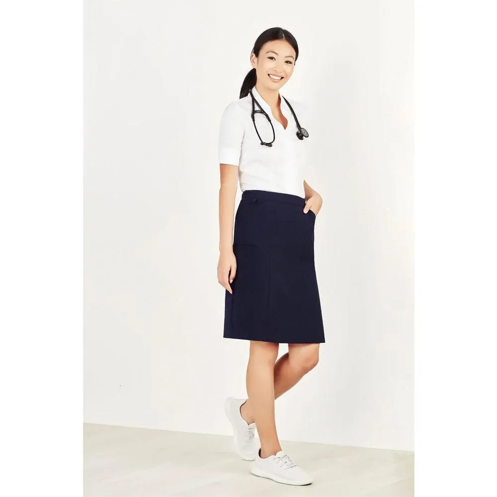 CL956LS SAH Biz Care Womens Comfort Waist Cargo Skirt Navy