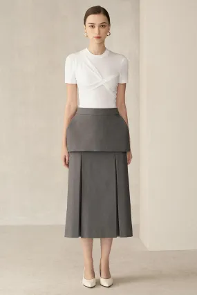 Colette Layered High Waist Polycotton Midi Skirt