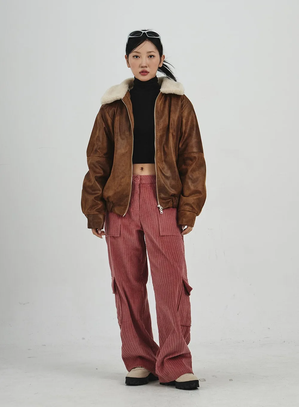 Corduroy Cargo Wide Pants CN30