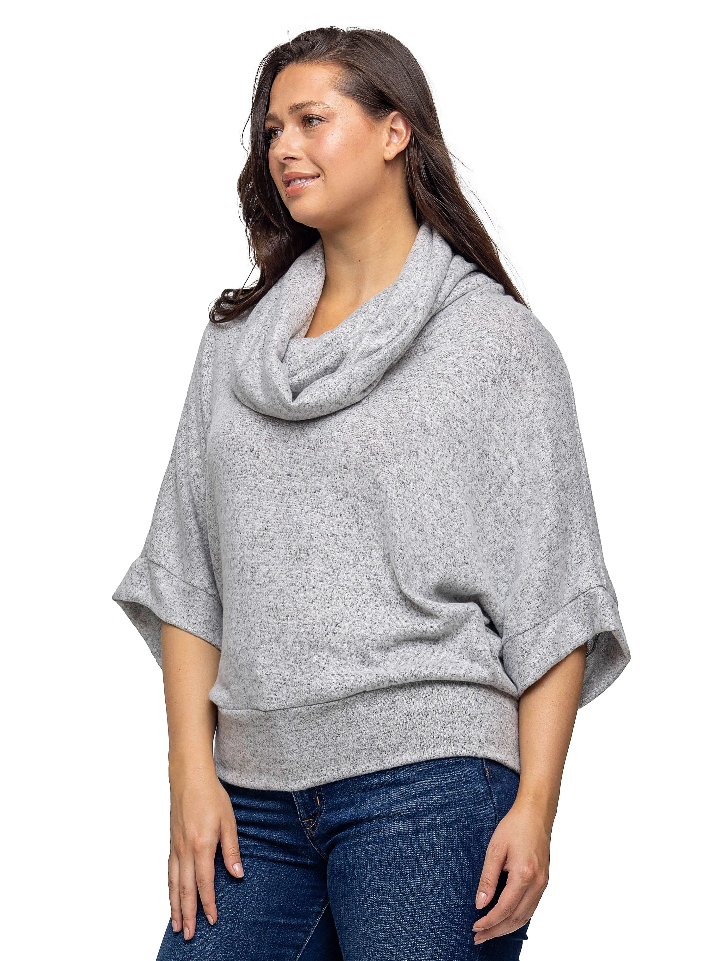 Cowl Neck Dolman Sleeve Sweater Top