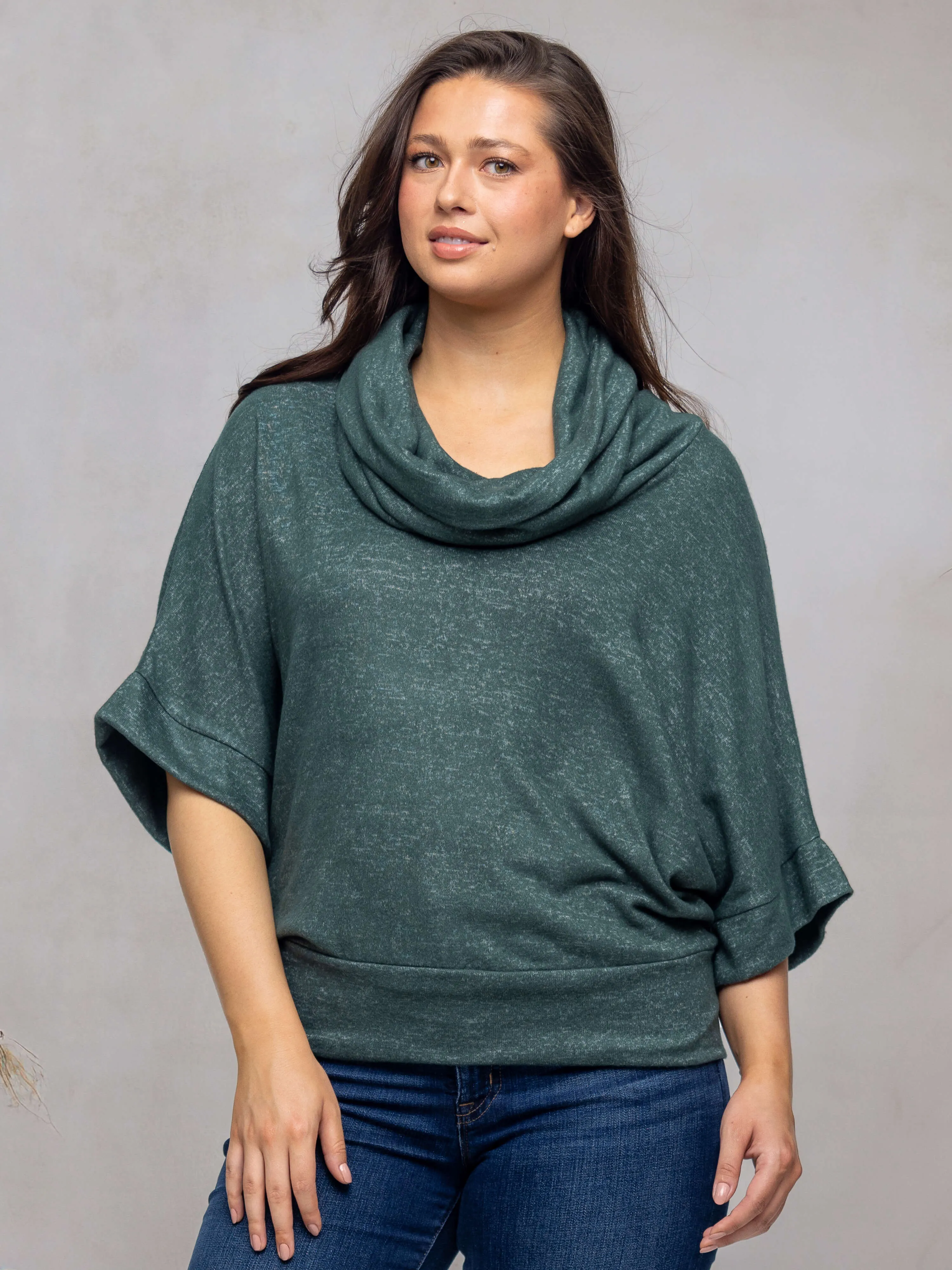 Cowl Neck Dolman Sleeve Sweater Top