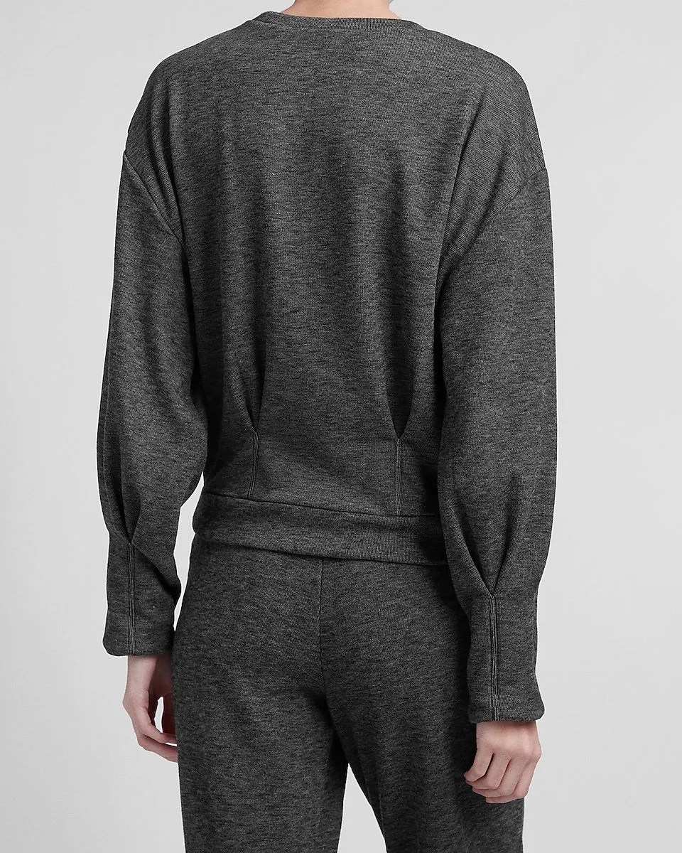 Cozy Pleated Sleeve Sweatshirt in Charcoal Gray