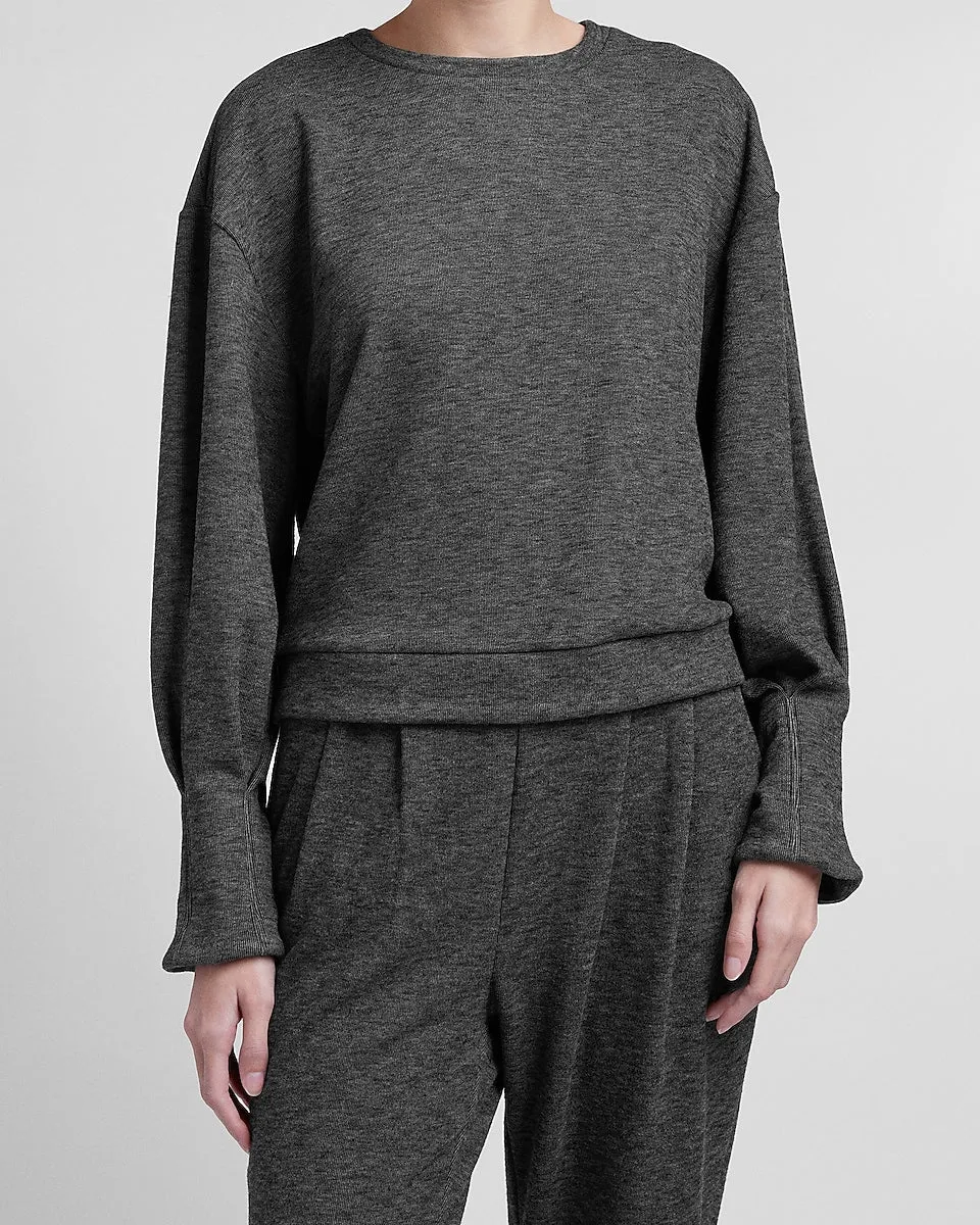 Cozy Pleated Sleeve Sweatshirt in Charcoal Gray