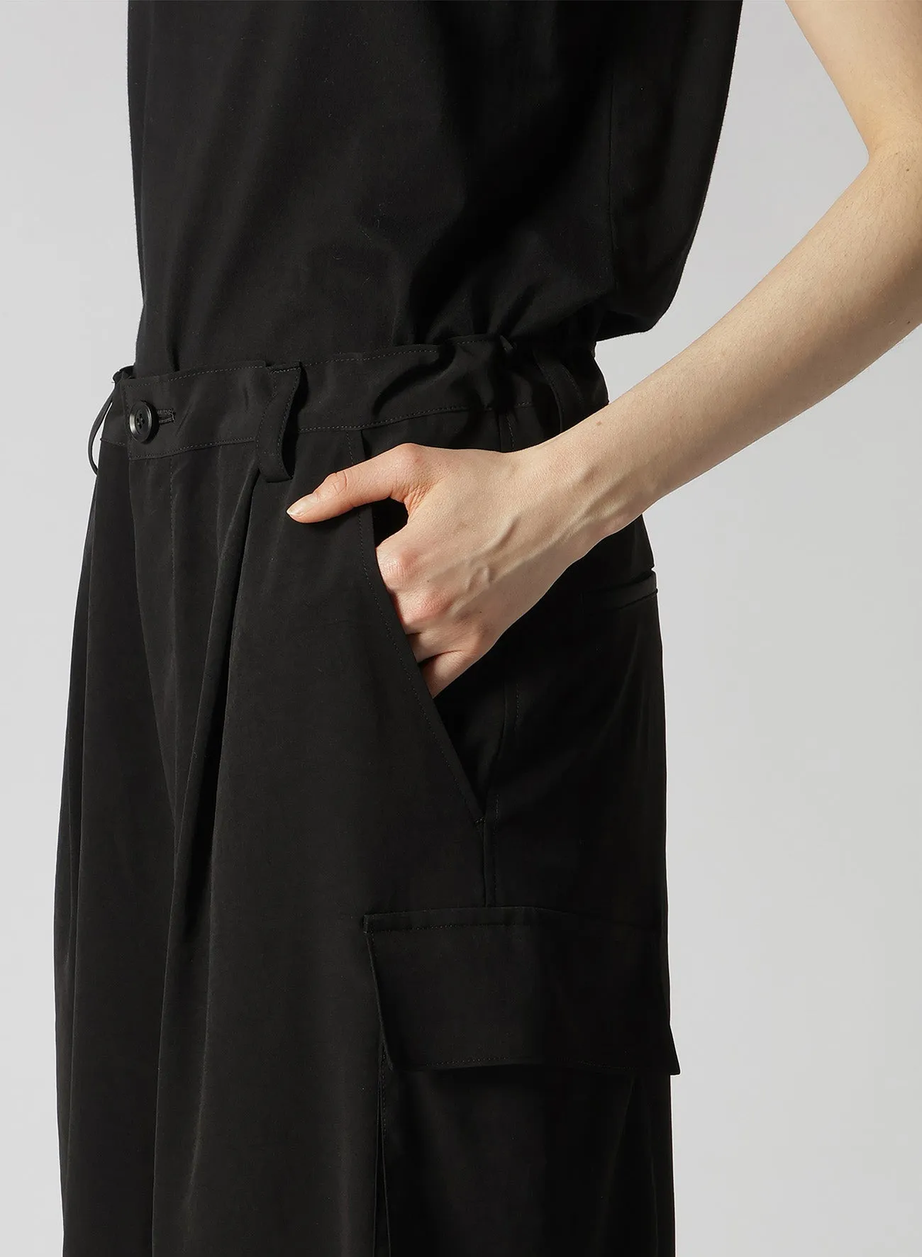 CREPE de CHINE CUFFED HEM CARGO PANTS