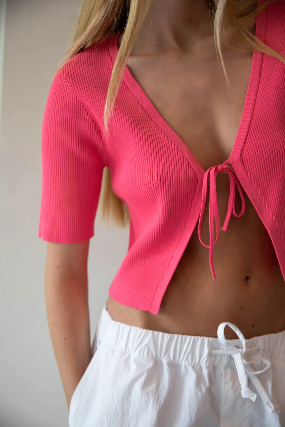 CROPPED OPEN FRONT CARDIGAN