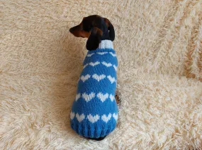 Dachshund knitted heart sweater, clothing Dachshund heart sweater, Valentine's day dog sweater, sweater for dachshunds, clothes for dog