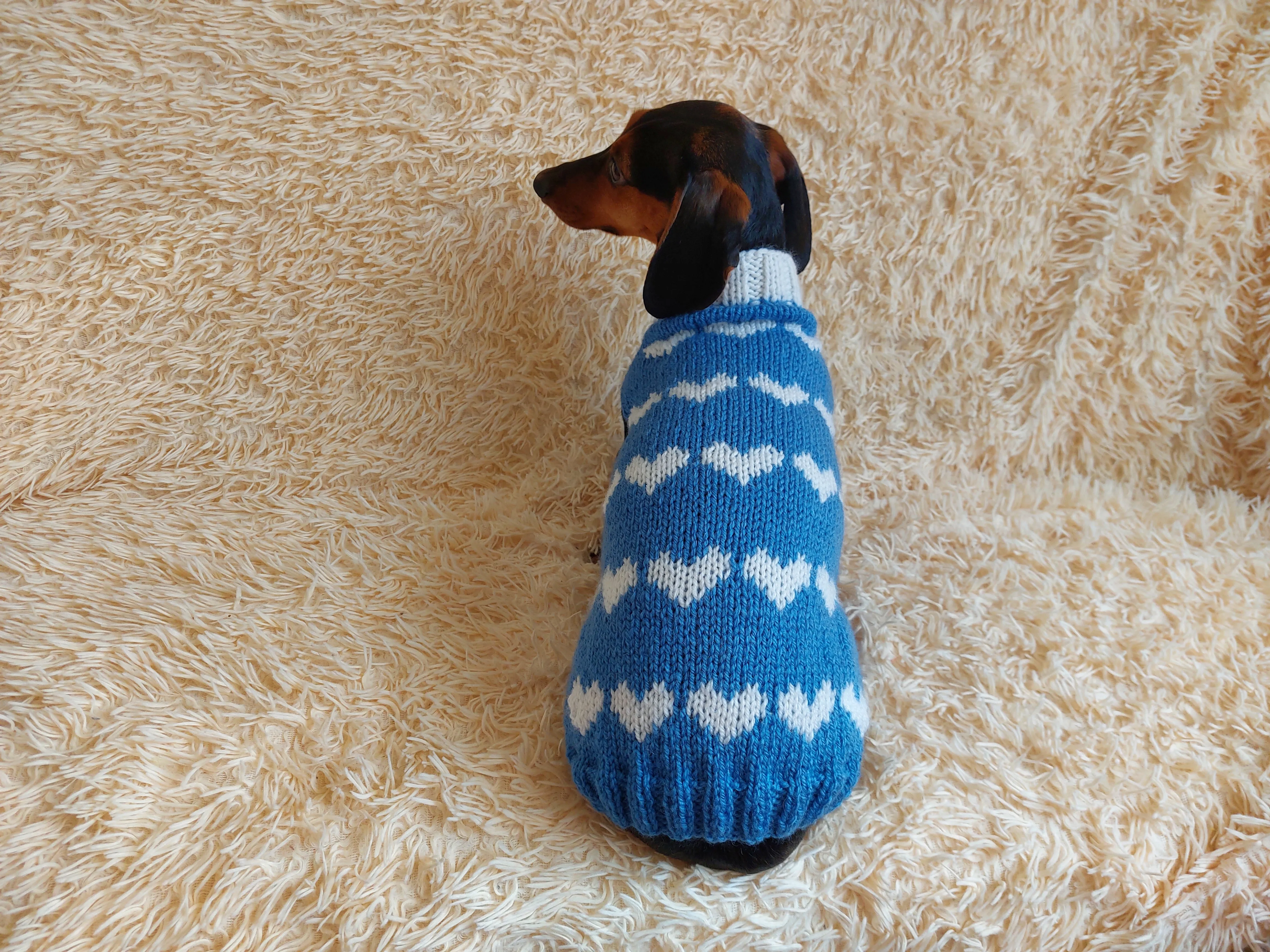 Dachshund knitted heart sweater, clothing Dachshund heart sweater, Valentine's day dog sweater, sweater for dachshunds, clothes for dog