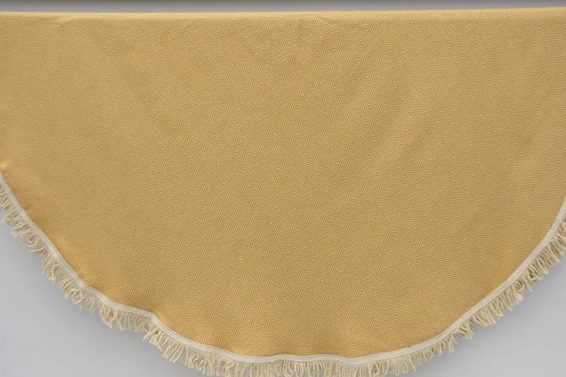 Dark Beige 100% Cotton Round Beach Towel