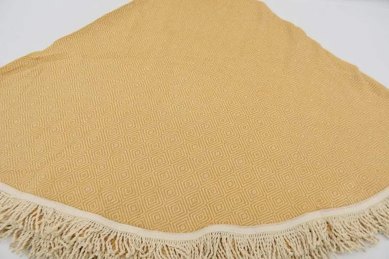 Dark Beige 100% Cotton Round Beach Towel