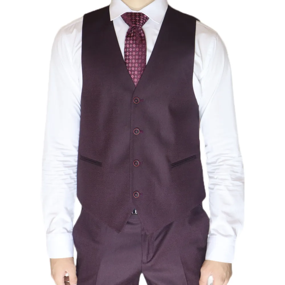 Dark Burgundy Avanti Milano Peak Lapel Three Piece Suit