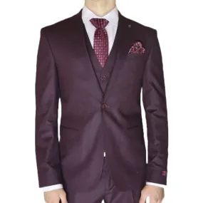 Dark Burgundy Avanti Milano Peak Lapel Three Piece Suit