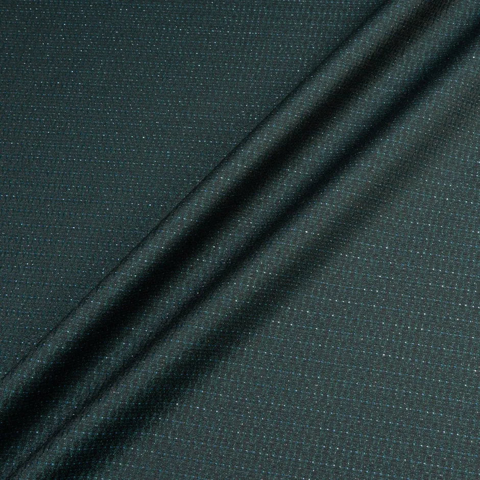 Dark Green Metallic Jacquard Wool Blend Suiting