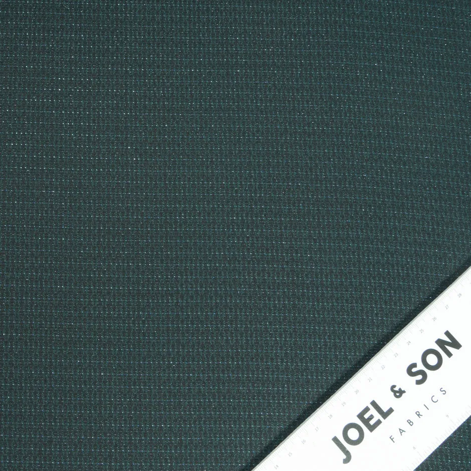 Dark Green Metallic Jacquard Wool Blend Suiting