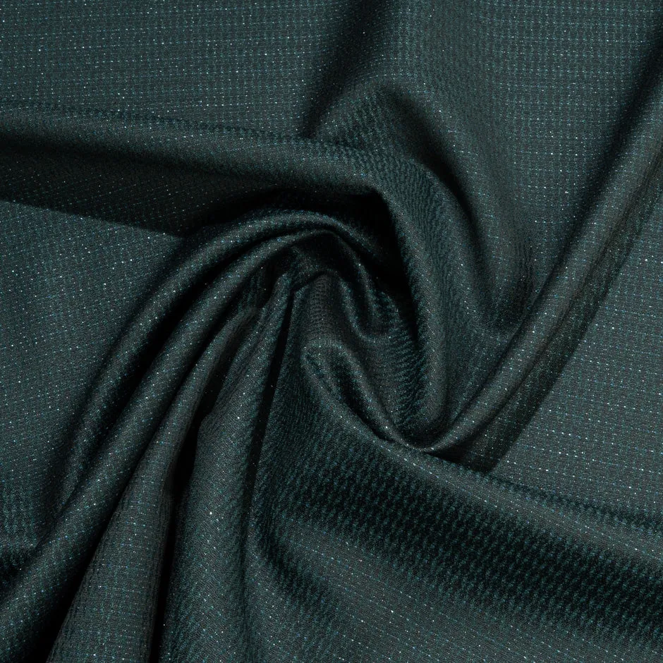 Dark Green Metallic Jacquard Wool Blend Suiting