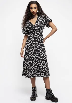 Demeter Print V-Neck Button Down Midi Dress