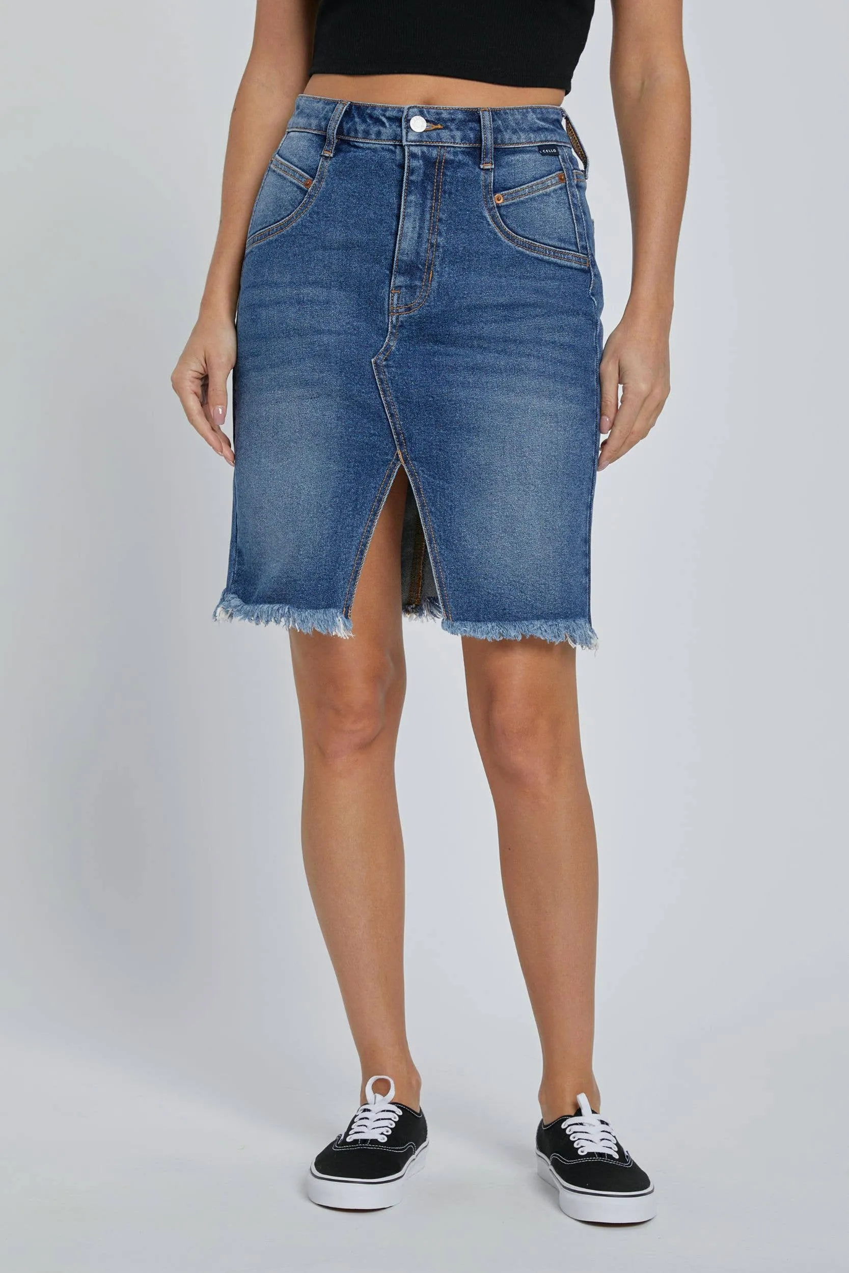 Denim High Rise Mini Skirt