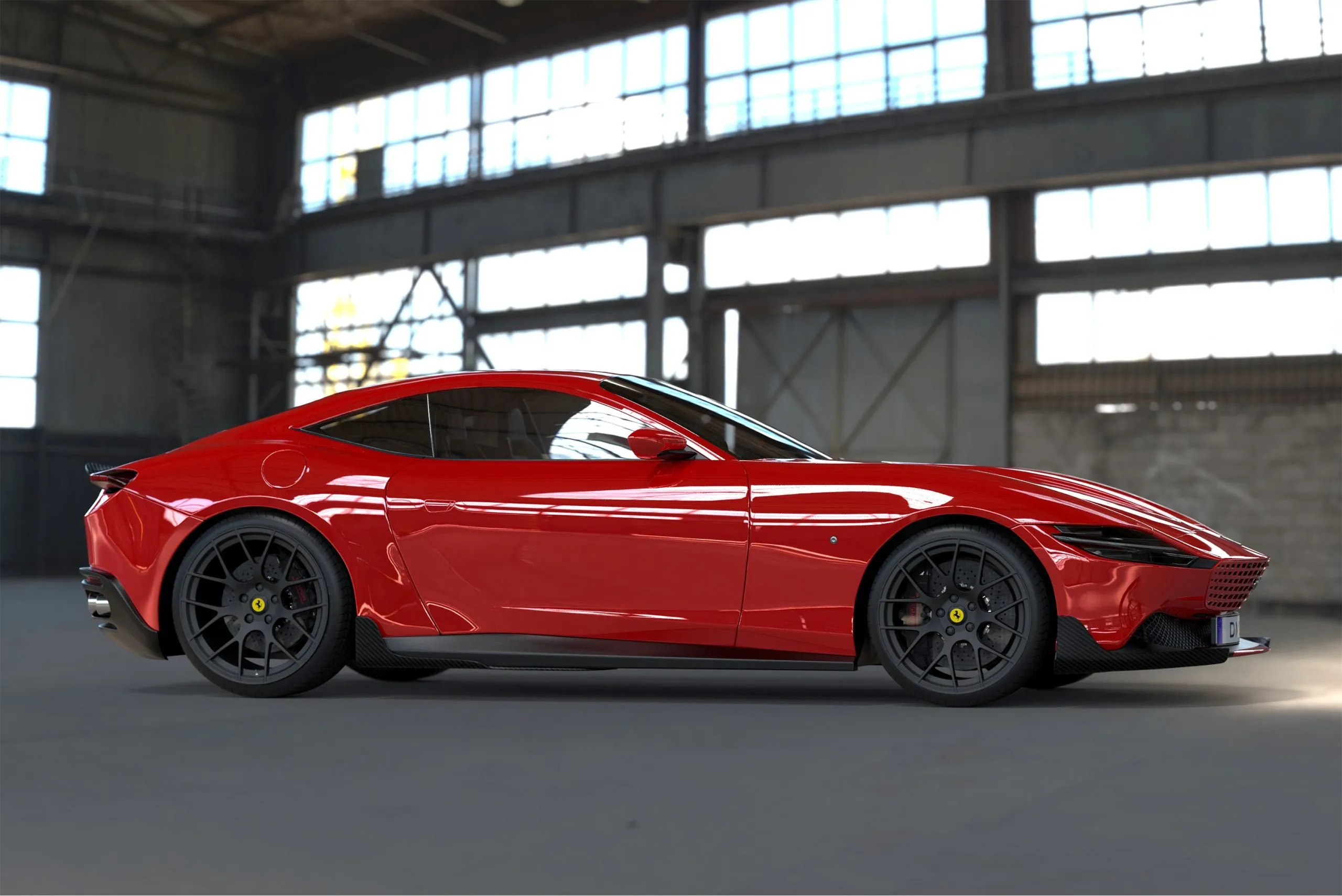 DMC Ferrari Roma Forged Carbon Fiber Side Skirt Panels (DMC Aero Kit) fit the OEM Rocker Body