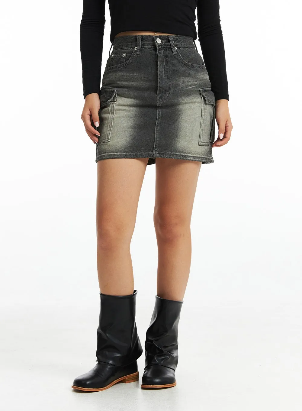 Downtown Pocketed Denim Mini Skirt CO318