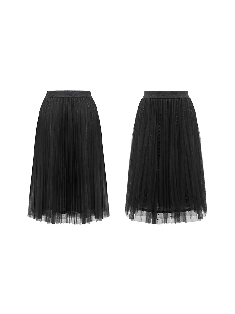 EP YAYING Black Mesh Skirt