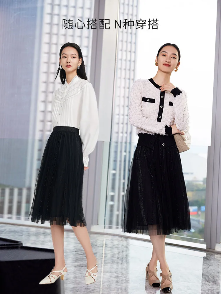 EP YAYING Black Mesh Skirt