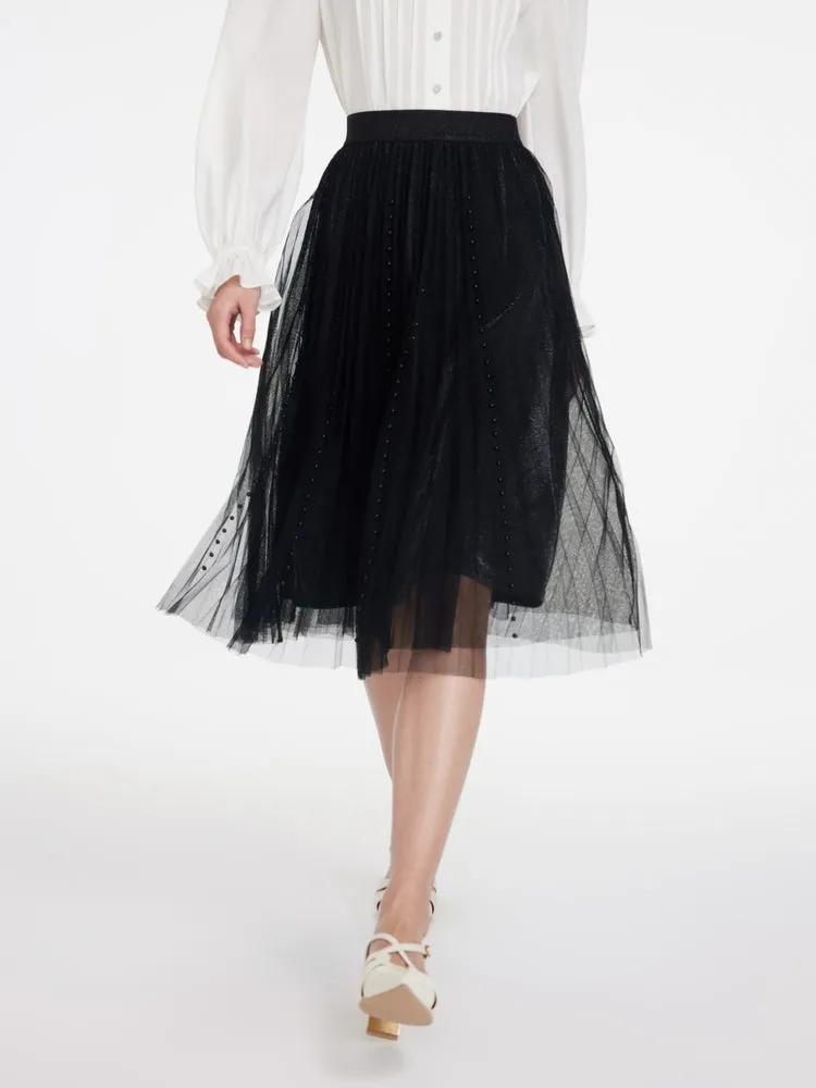 EP YAYING Black Mesh Skirt