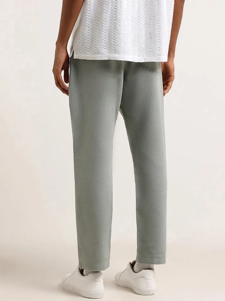 ETA Teal Mid Rise Cotton Relaxed Fit Chinos