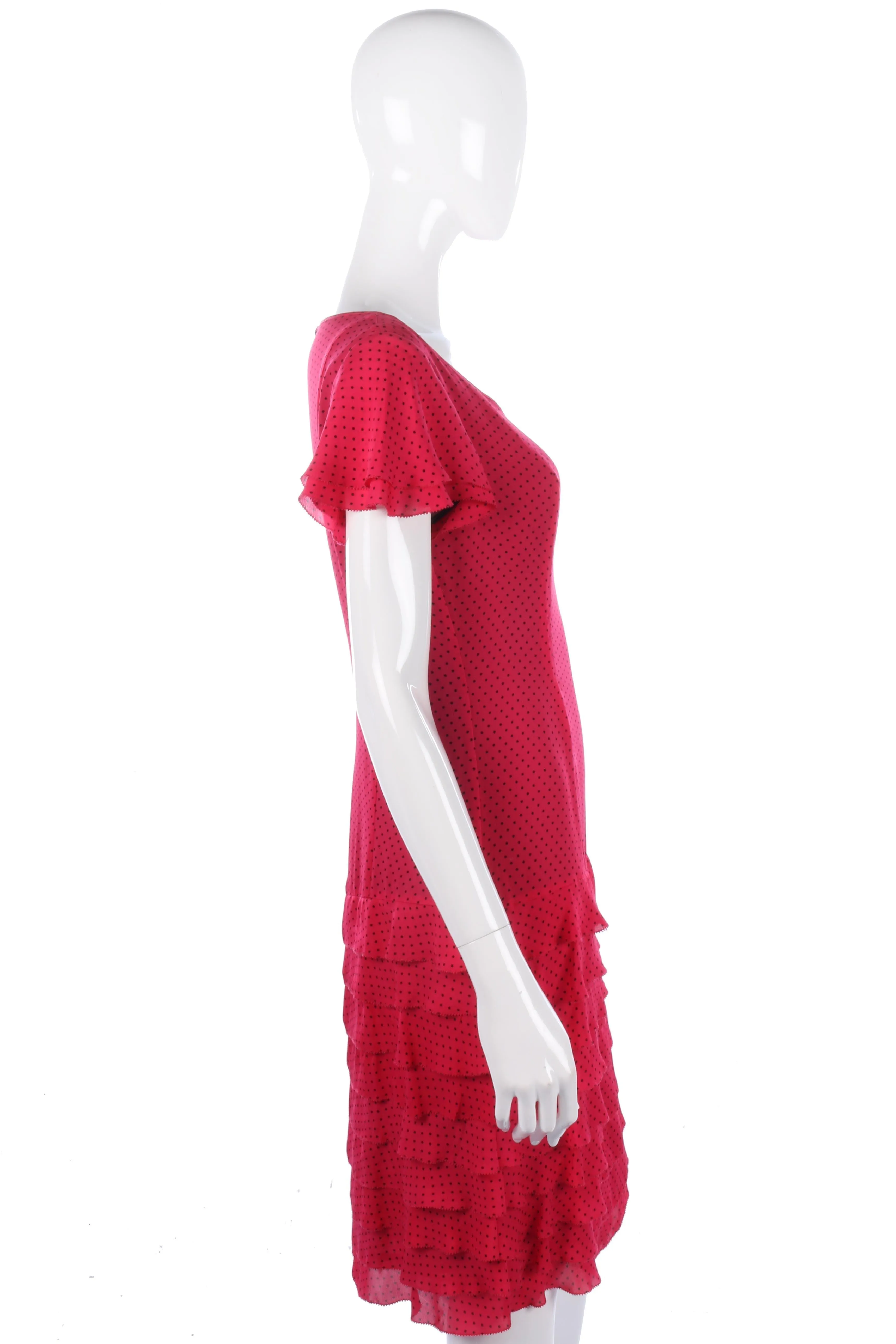 Fabulous Jaeger silk pink dress with ruffle details, size 10