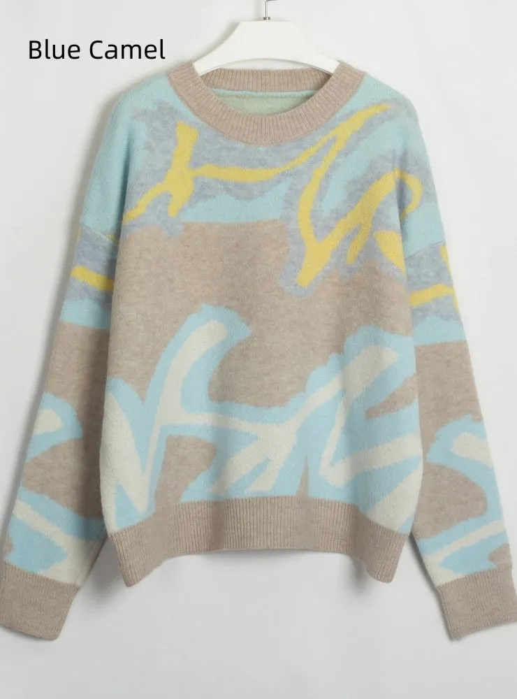 Fashion Contrast Color Pullover Sweater