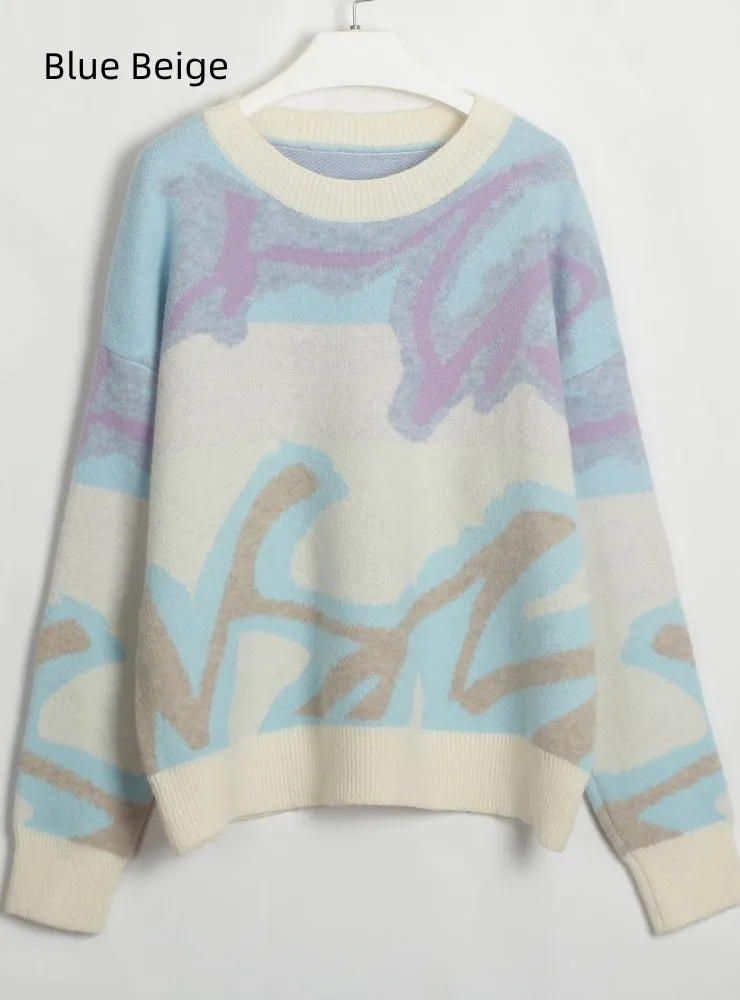 Fashion Contrast Color Pullover Sweater