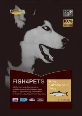 Fish 4 Pets Freeze Dried Prime Salmon Skin Wrap Dog Treat 57g