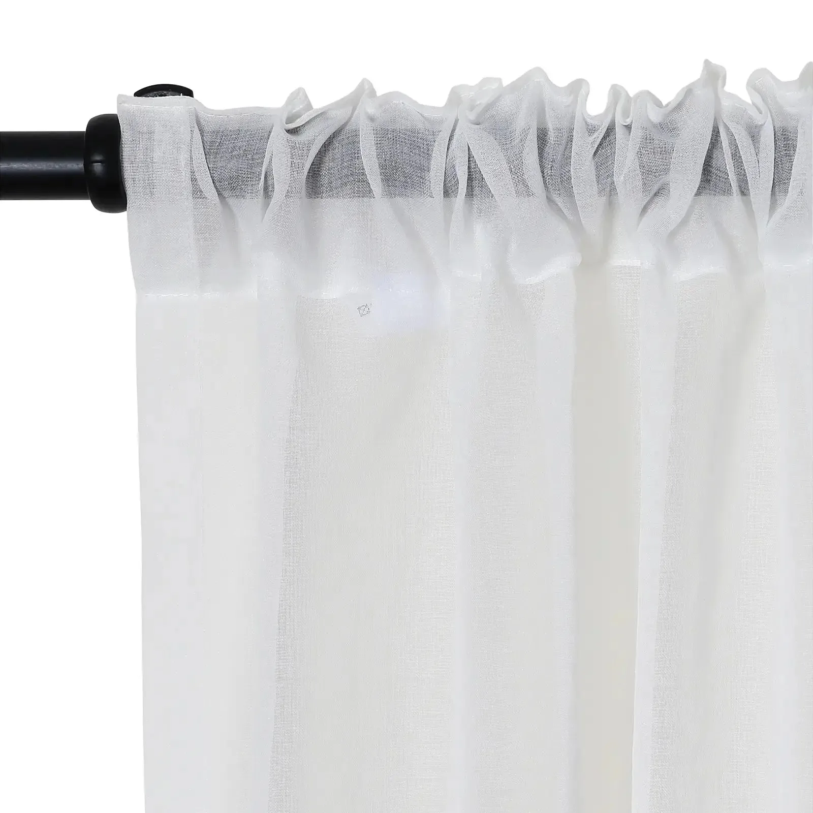 Florida Embossed White Semi Sheer Curtain Pleated