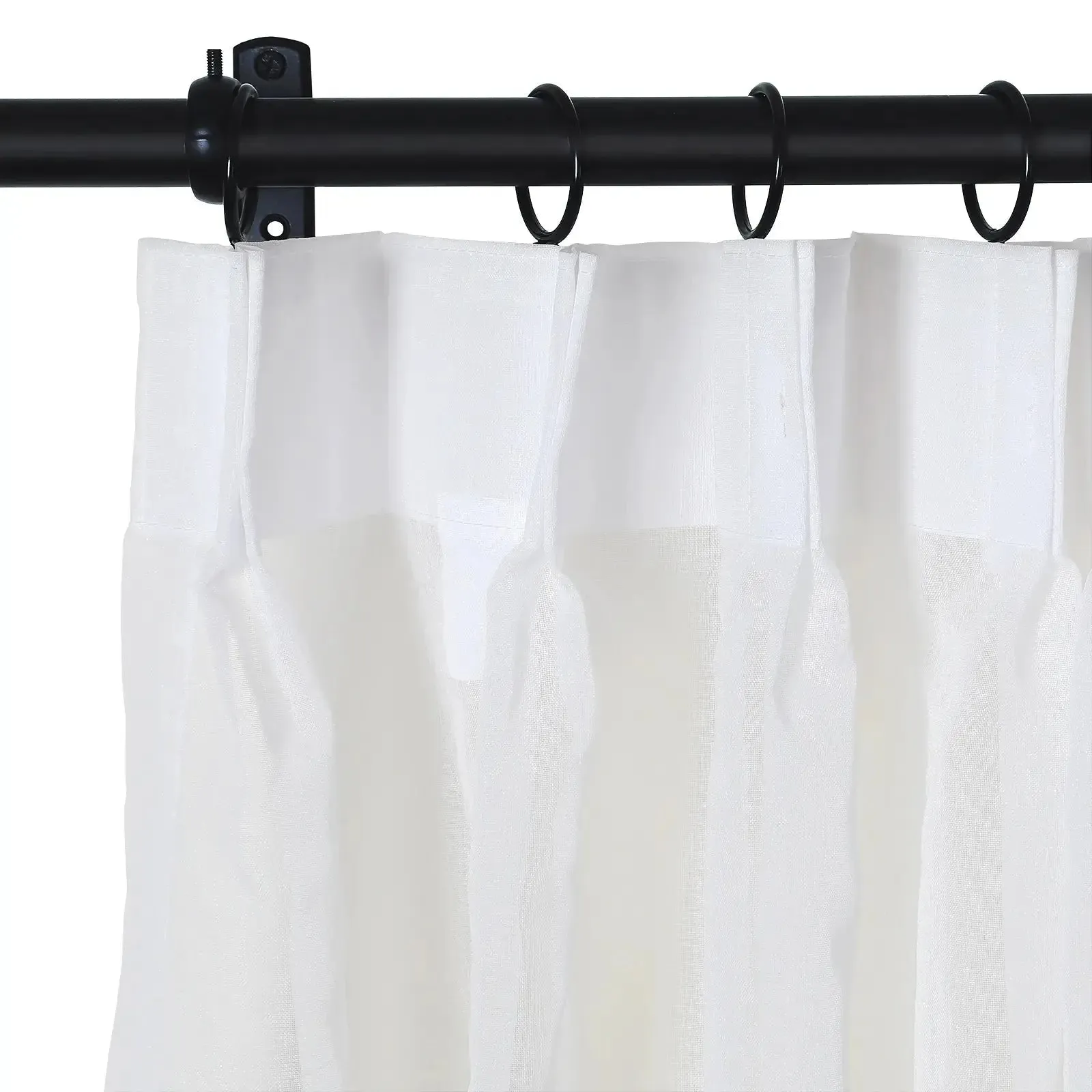 Florida Embossed White Semi Sheer Curtain Pleated