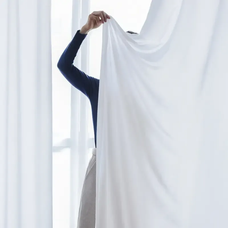 Florida Embossed White Semi Sheer Curtain Pleated