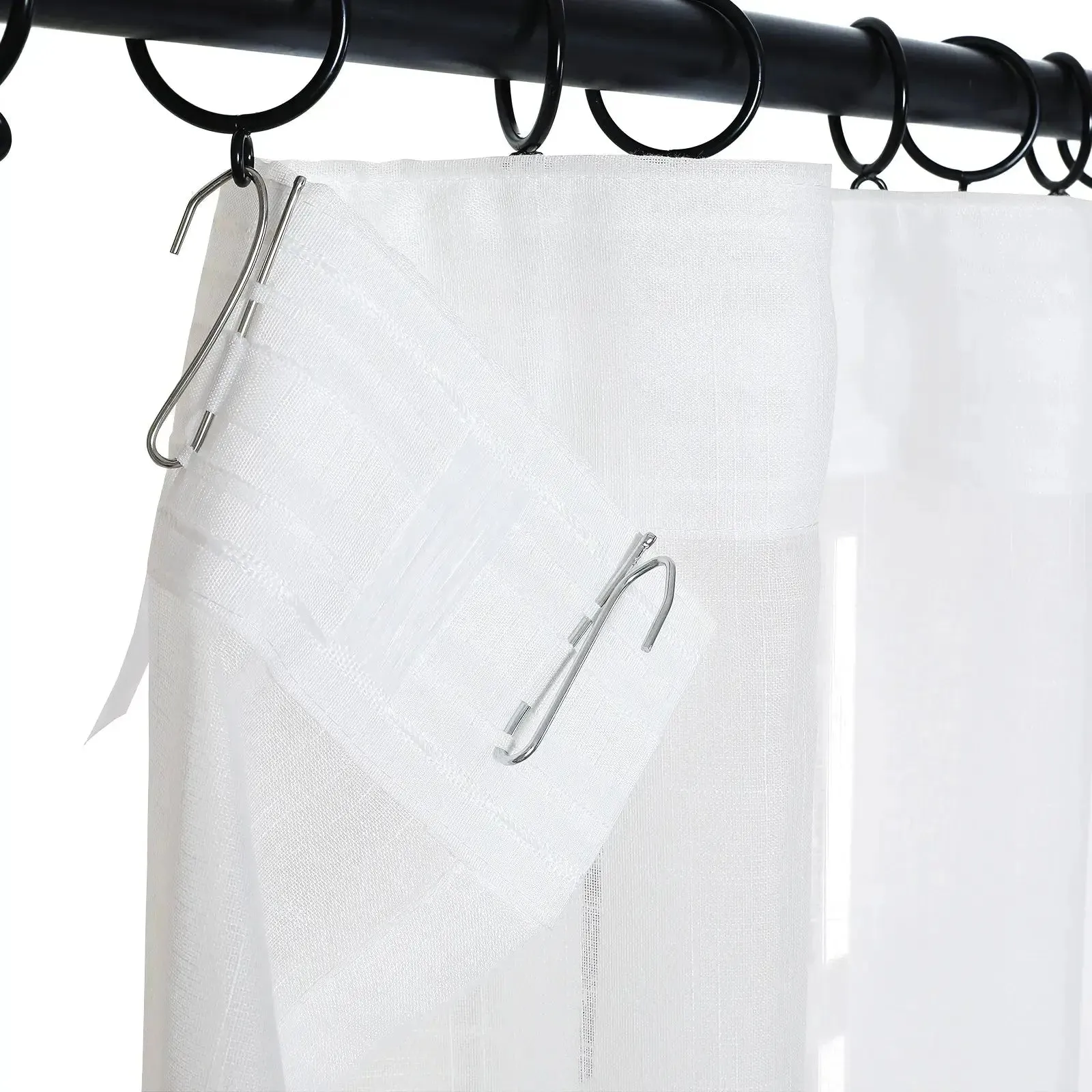 Florida Embossed White Semi Sheer Curtain Pleated