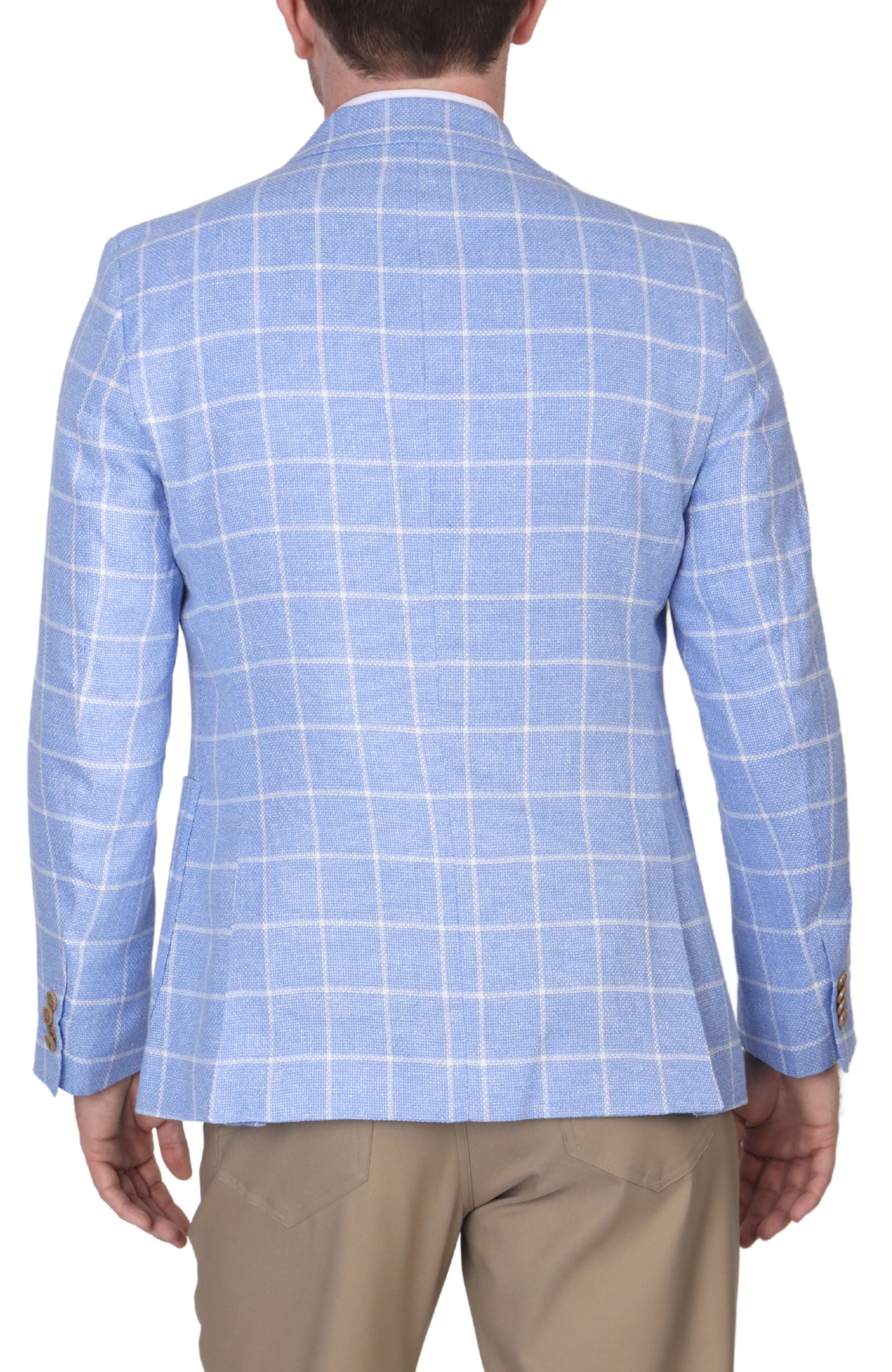 French Blue Windowpane Textured Sport Coat