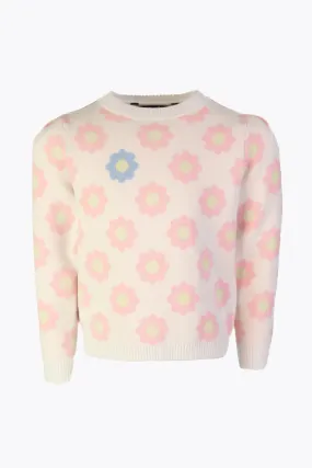 Girls Daisy Puff Sleeve Sweater