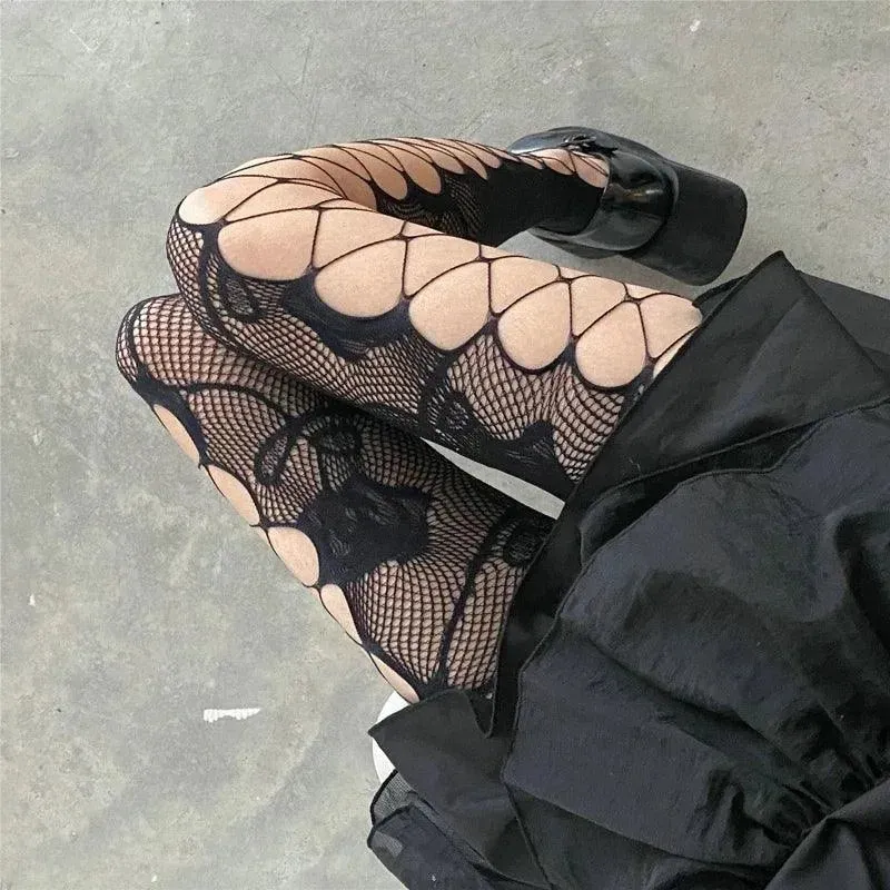 Gothic Fishnets Stockings Lolita Mesh Tights for Women Netting Stockings