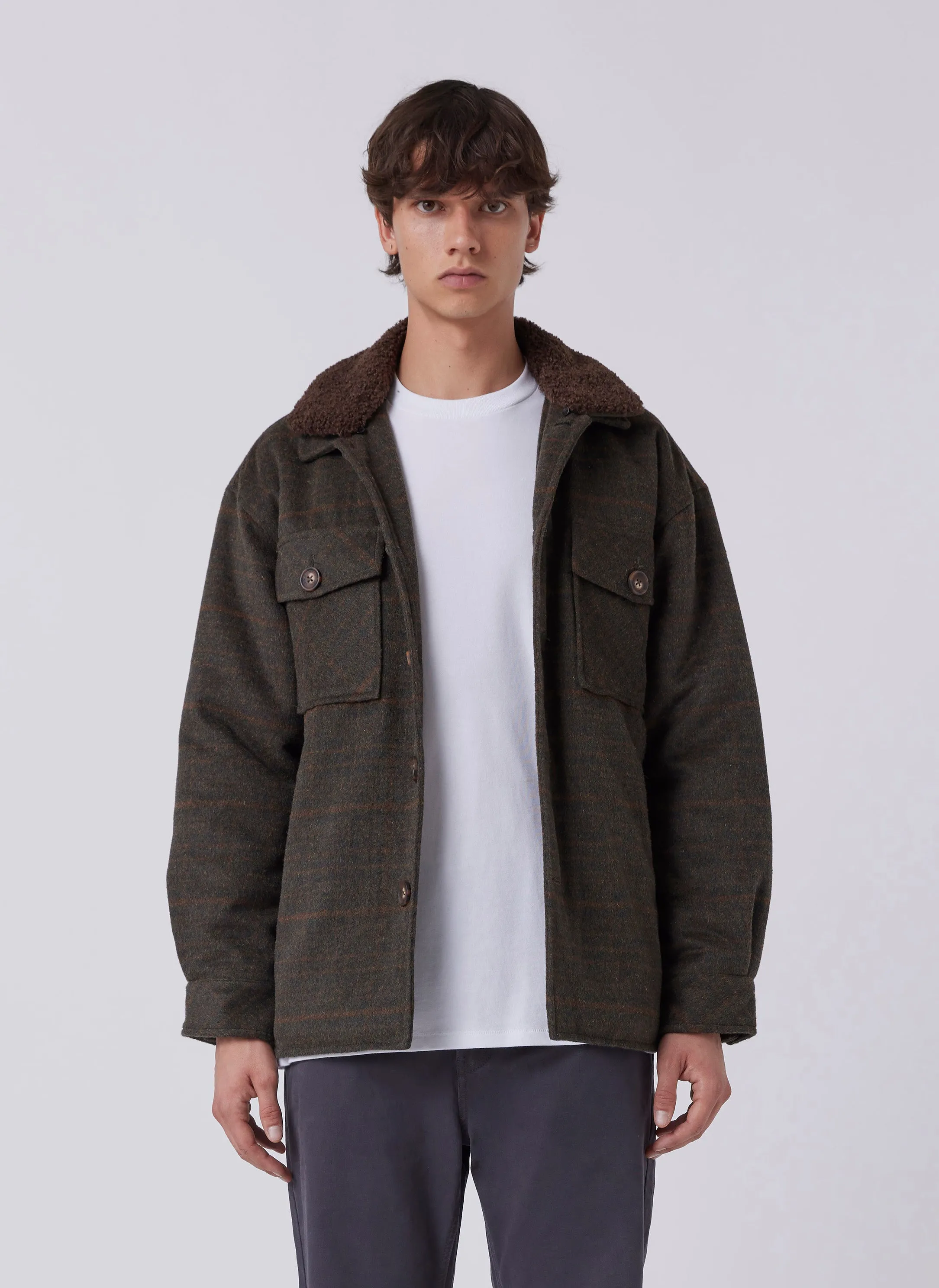 Holland Sherpa Jacket Forest Plaid